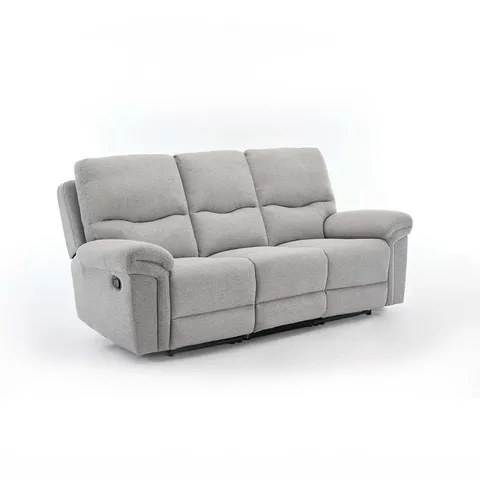 BOXED FOSSE 3 SEATER FABRIC MANUAL RECLINER SOFA LIGHT GREY (3 BOXES)