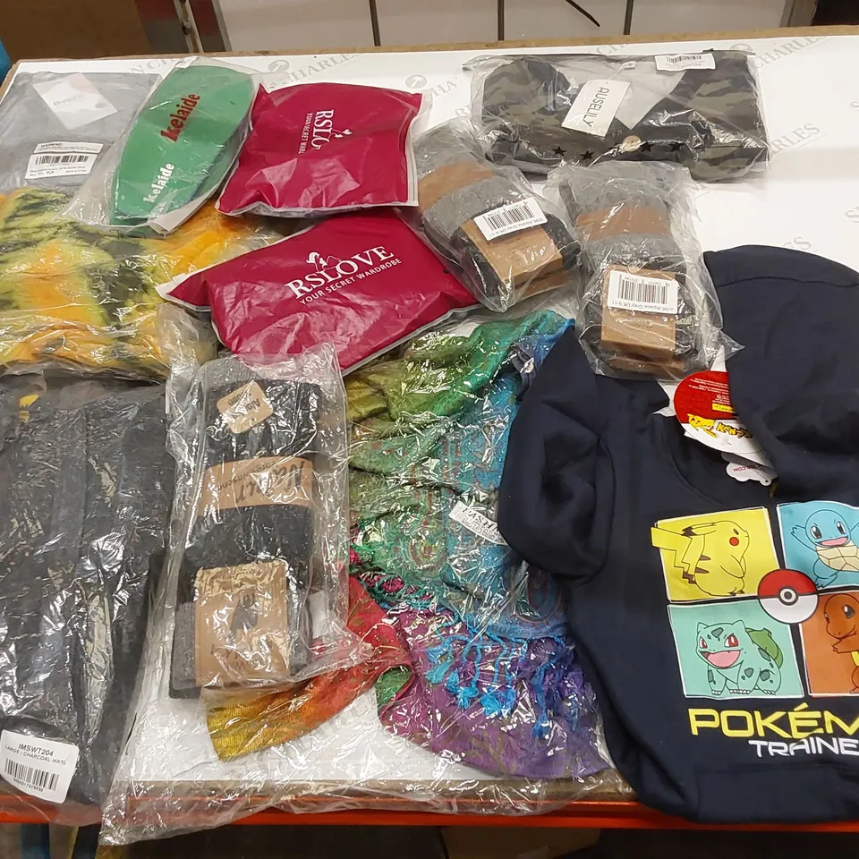 12 BRAND NEW ITEMS TO INCLUDE: IRON MOUNTAIN GREY ZIPPED JUMPER, 3 X NATUR SOCKS, KIDE POKEMON JUMPER