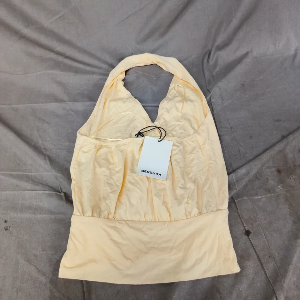BERSHKA BEIGE HALTER-NECK TOP – WOMEN'S SIZE SMALL
