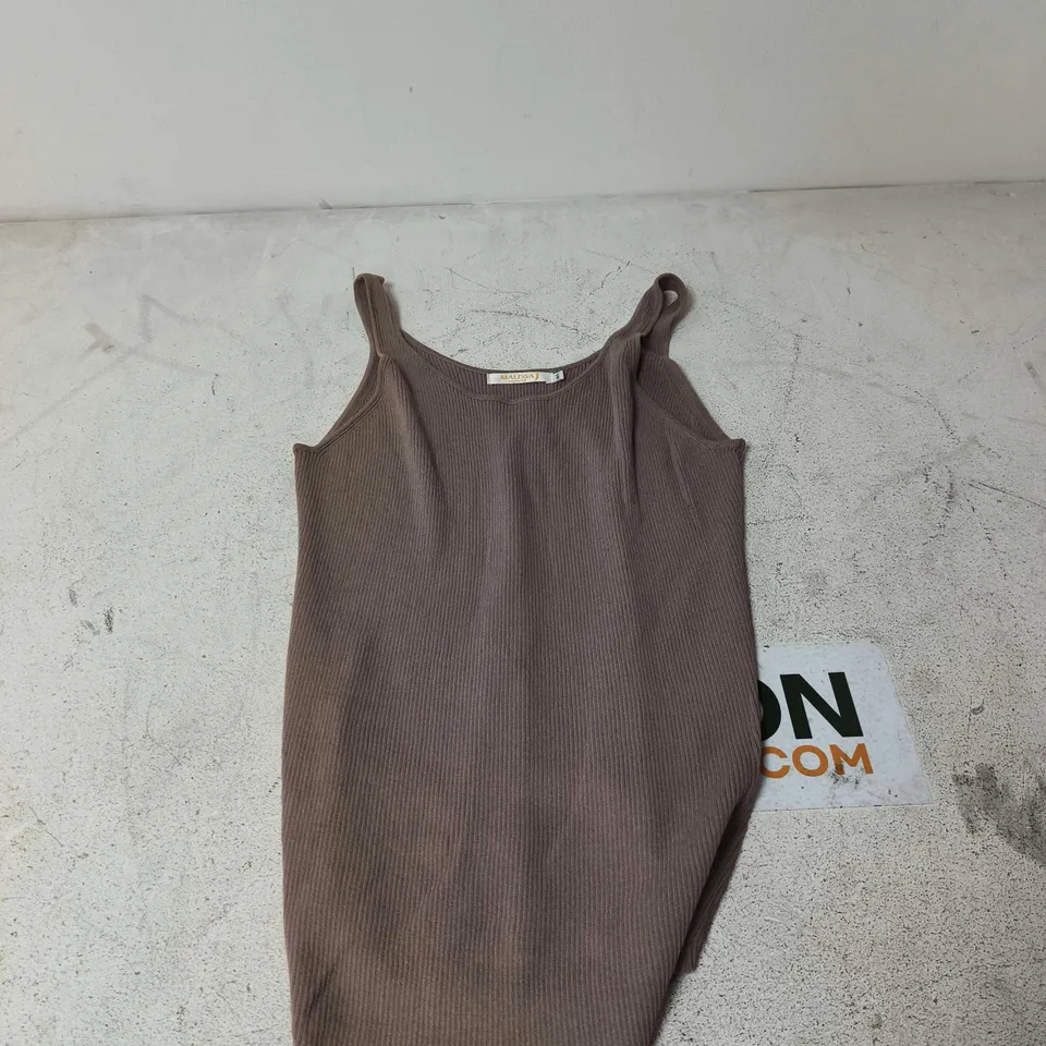 MALISSA J COLLECTION BROWN RIBBED KNIT TANK TOP – WOMEN'S SLEEVELESS TOP, SIZE M/L