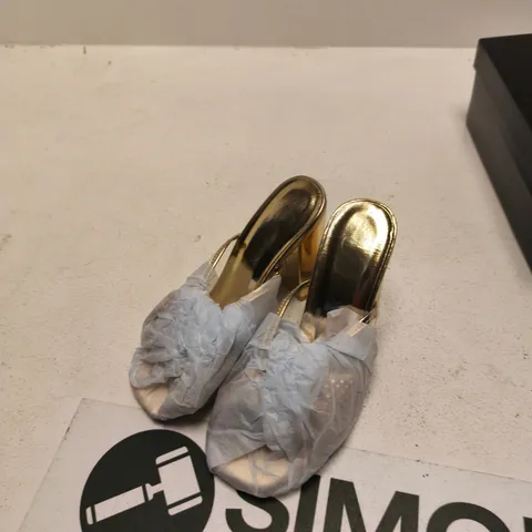UK 3 GOLD METALLIC HEELED SANDALS – EU 36 (BOXED)