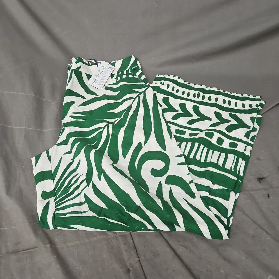 WHITE STUFF LUCINDA ECO VERO WIDE TROUSER IN GREEN SIZE 12R 
