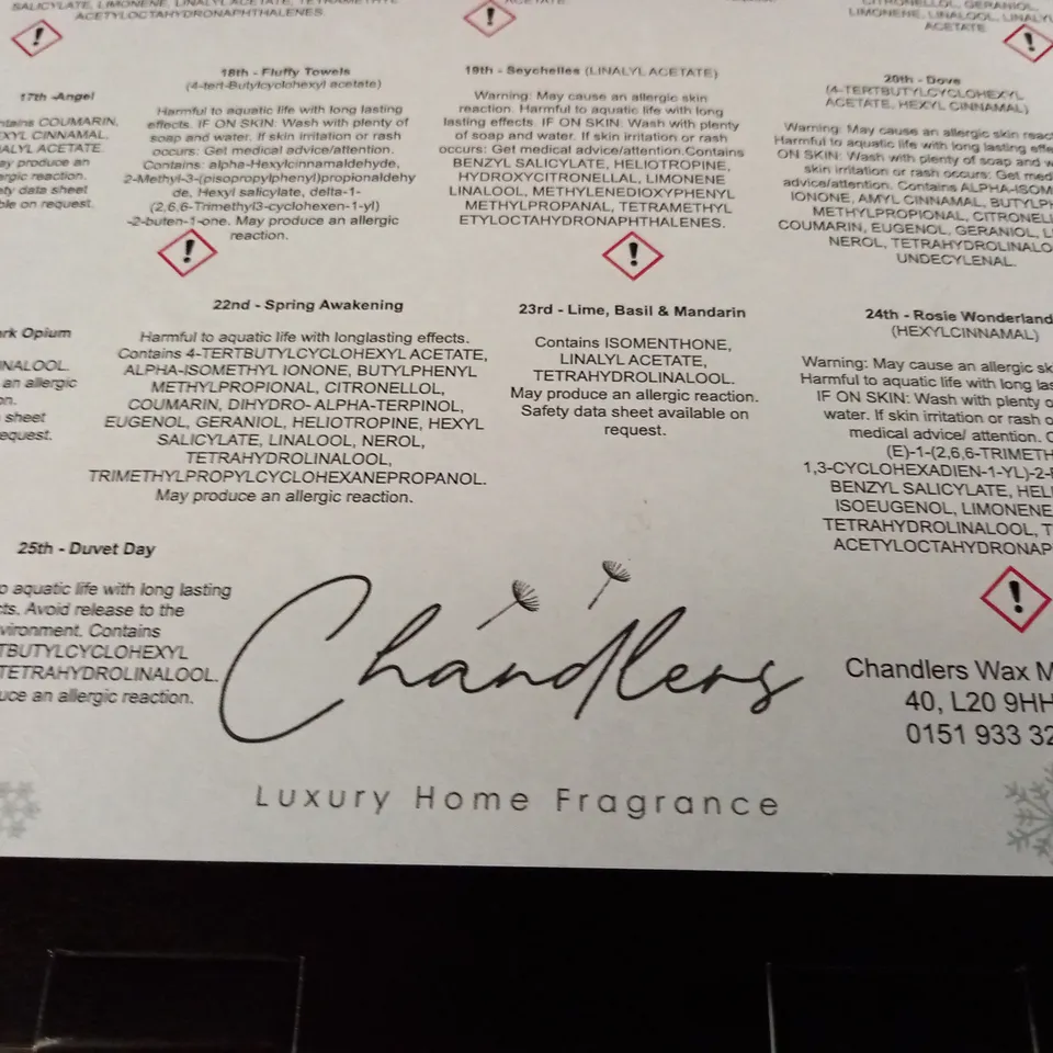 CHANDLERS WAX MELT ADVENT CALENDER