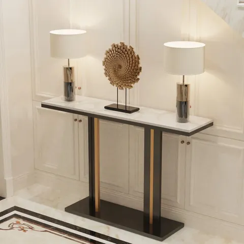 BOXED LILESVILLE 118cm MARBLE TOP CONSOLE TABLE (1 BOX)
