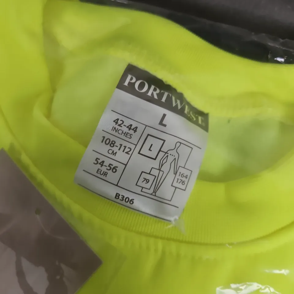 BAGGED PORTWEST TWO TONE HI-VIS SWEATSHIRT IN YELLOW/NAVY - LARGE