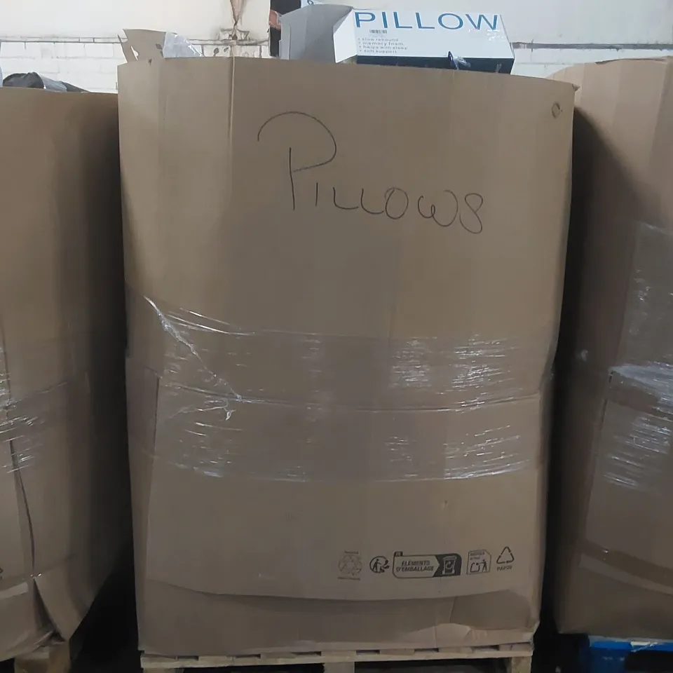 PALLET CONTAINING A VERY LARGE QUANTITY OF ASSORTED PILLOWS AND RELATED BEDDING/COMFORT PRODUCTS ECT