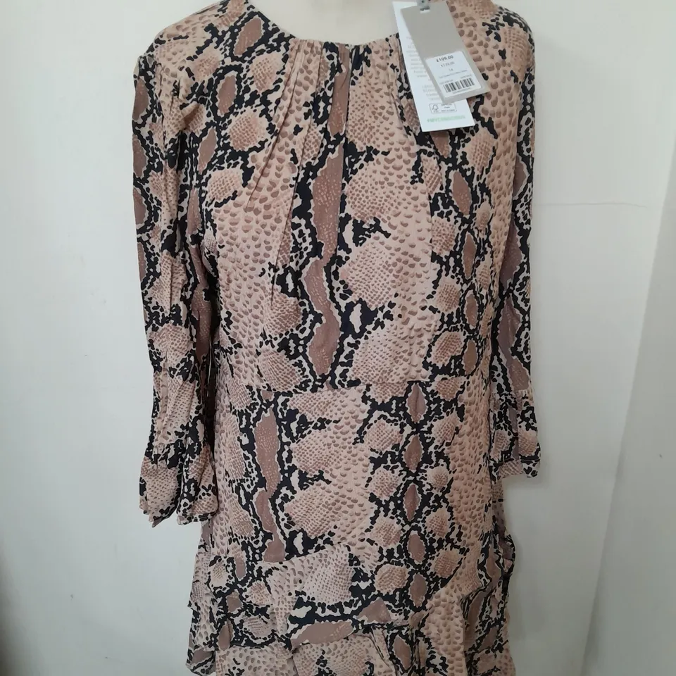 MINT VELVET TORI SNAKE PRINT MINI DRESS - 14