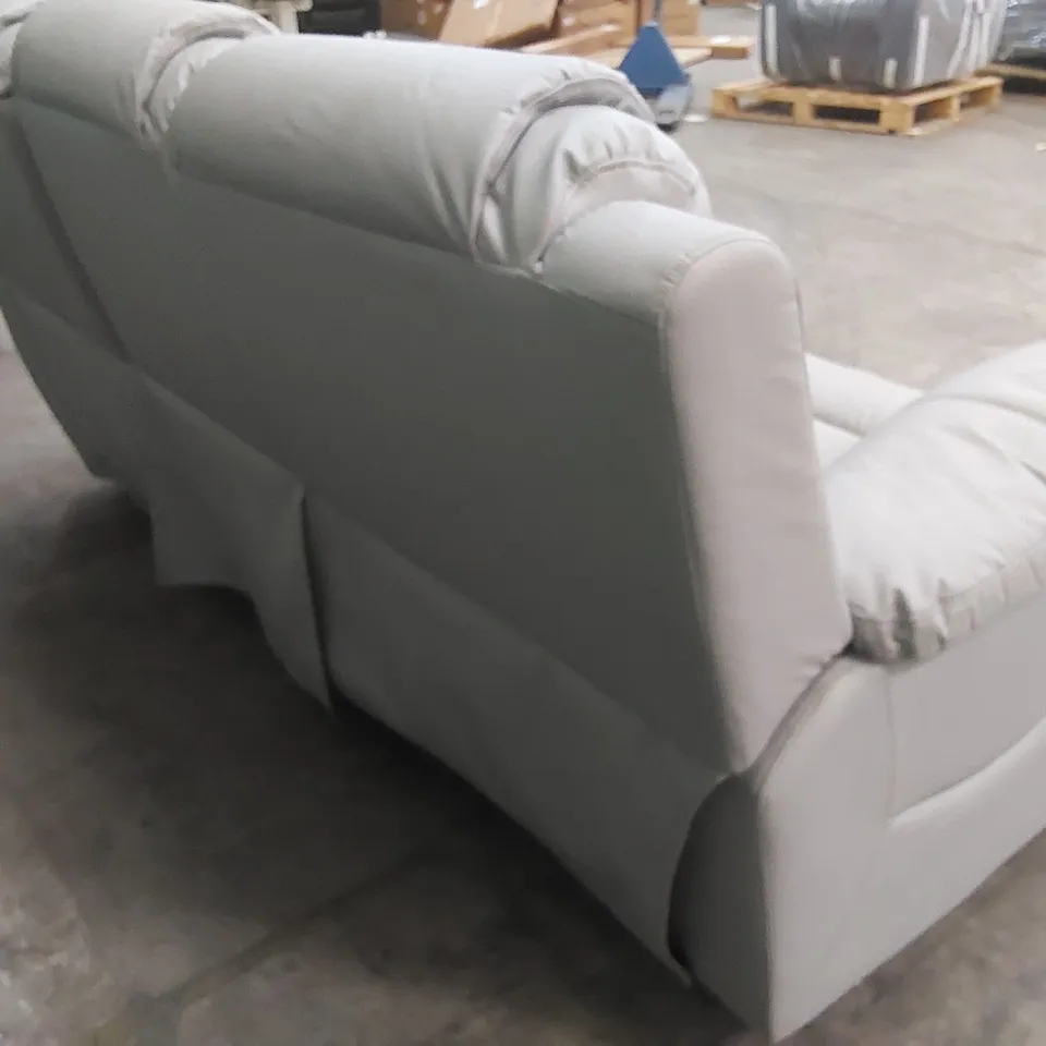 VANCOUVER 3 SEATER MANUAL RECLINER SOFA IN LIGHT GREY PREMIUM FAUX LEATHER 