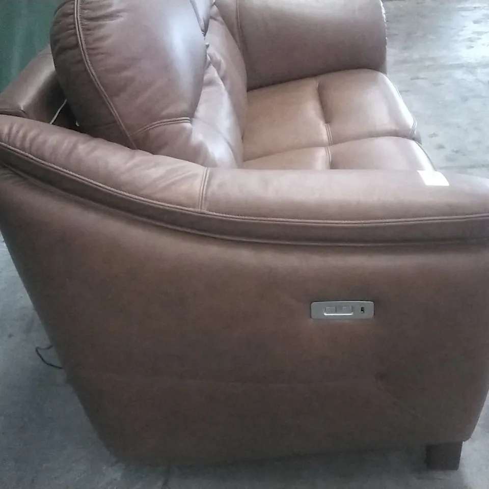 QUALITY G-PLAN BRITISH MADE HARDWOOD FRAMED JACKSON TWO SEATER DALLAS TAN LEATHER POWER RECLINING SOFA