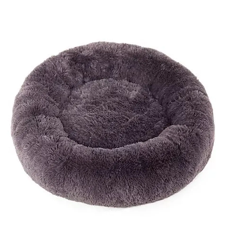 COZEE PAWS FLUFFY ROUND PET BED WITH ODOUROLOGY- CHARCOAL 