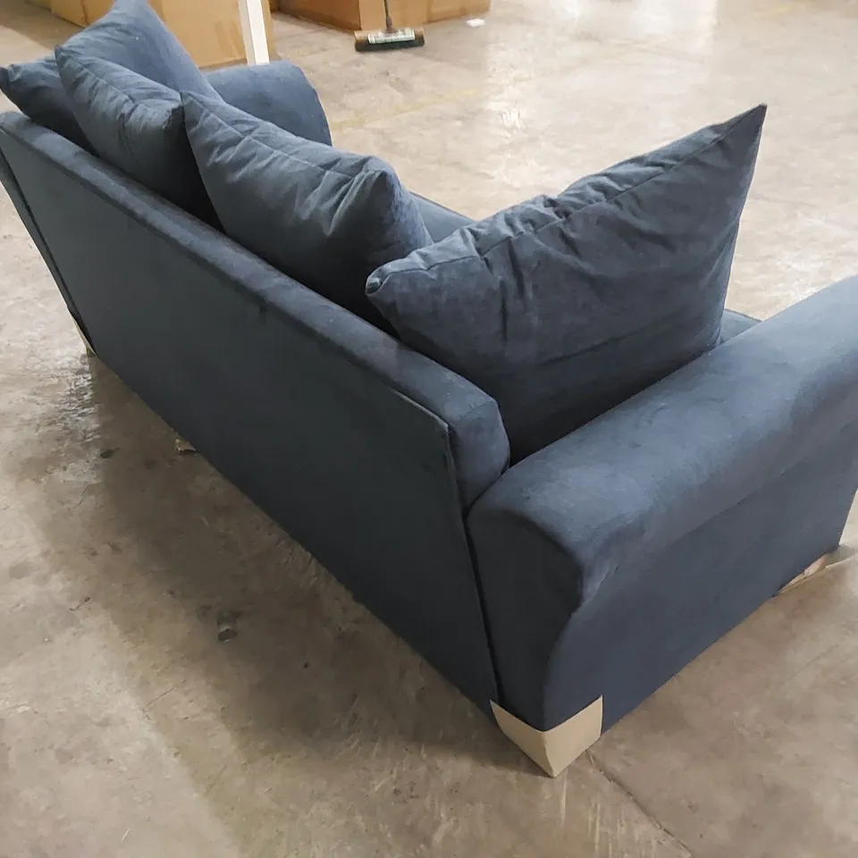 DESIGNER FABRIC UPHOLSTERED 3 SEATER SOFA - BLUE