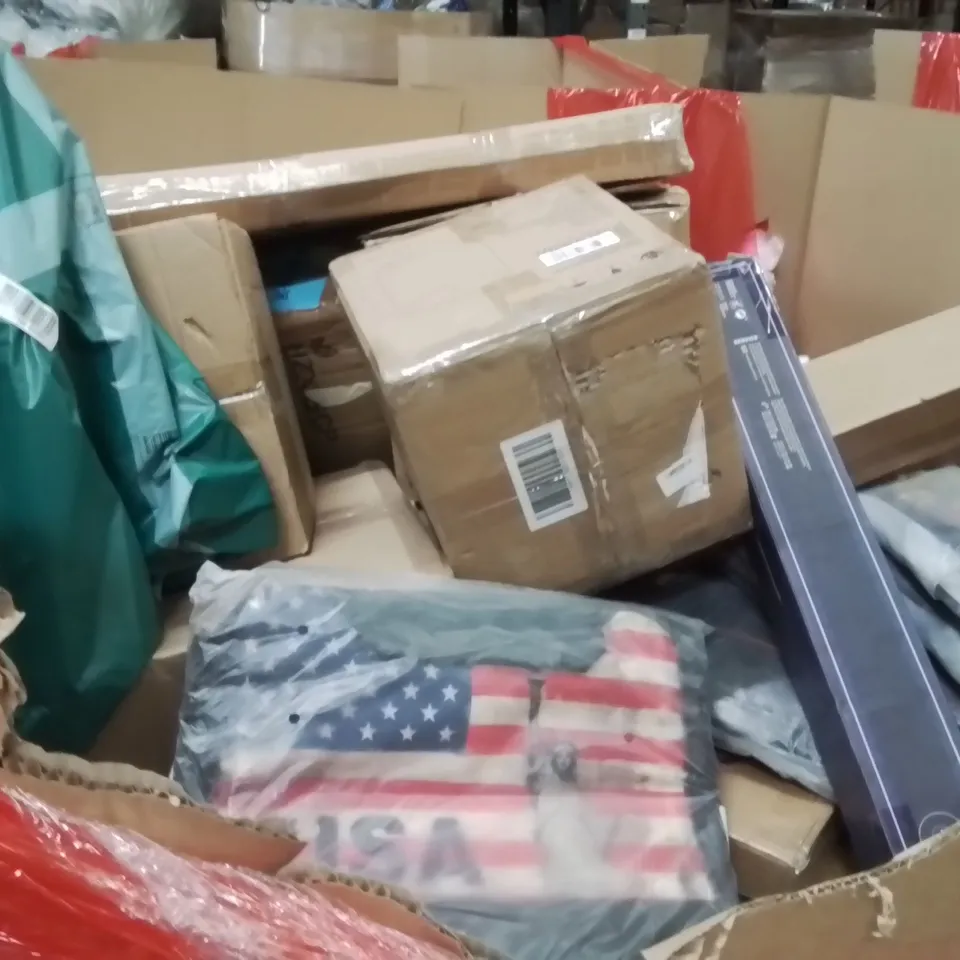 PALLET OF ASSORTED HOUSEHOLD GOODS AND PRODUCTS TO INCLUDE;AIR FRYER,TRASH CAN,BAG