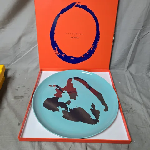 OTTOLENGHI FOR SERAX SERVING PLATE – TURQUOISE CERAMIC WITH ABSTRACT BLACK DESIGN, BOXED