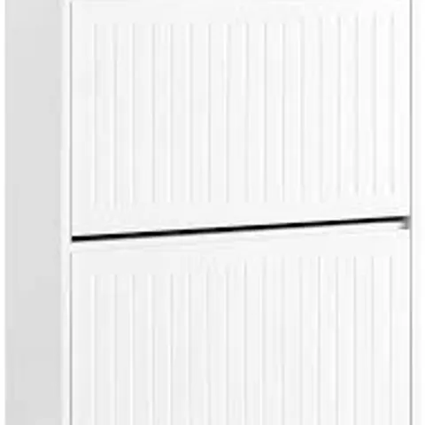 BOXED SOBUY NARROW SHOE CABINET WITH 2 FLIP DRAWERS - WHITE (1 BOX)