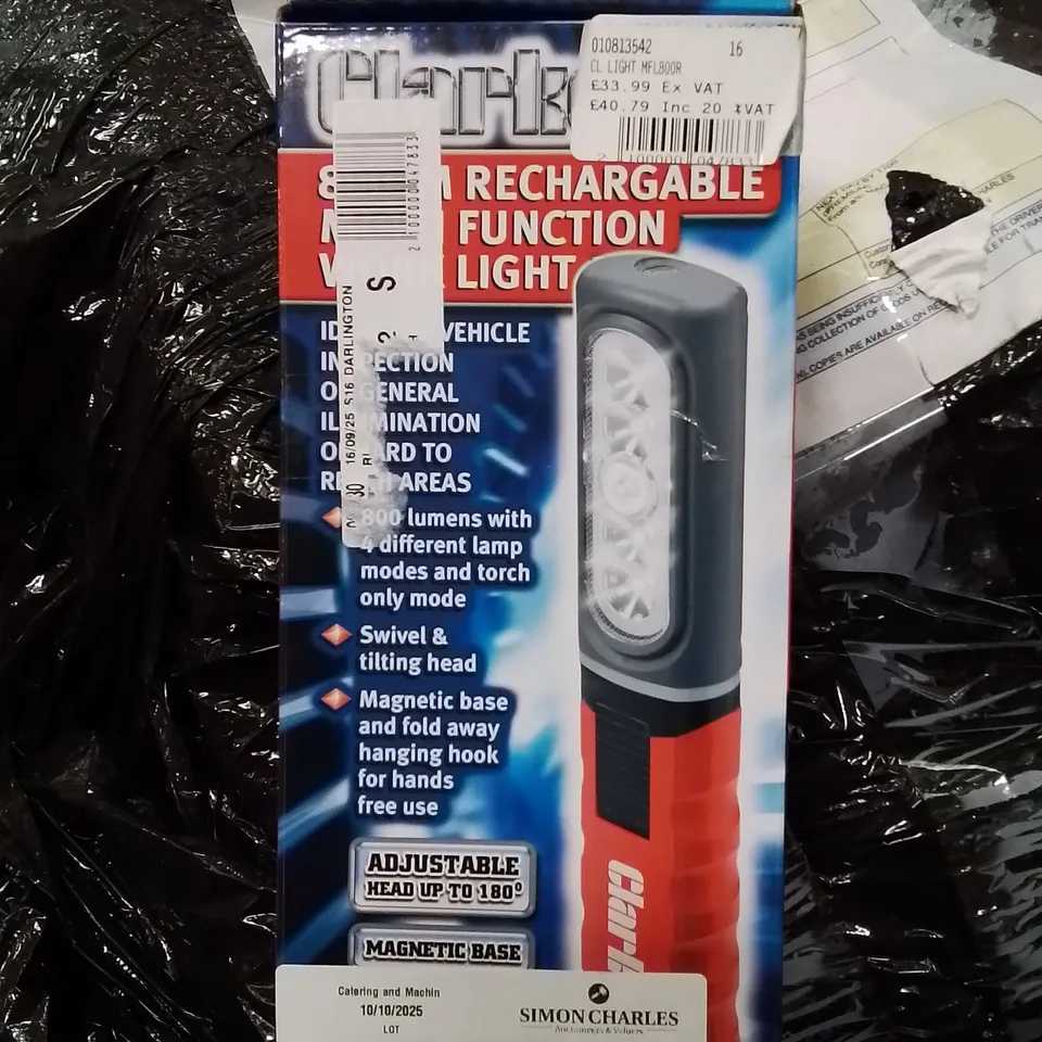 BOXED CLARKE RECHARGEABLE MULTI FUNCTION WORK LIGHT