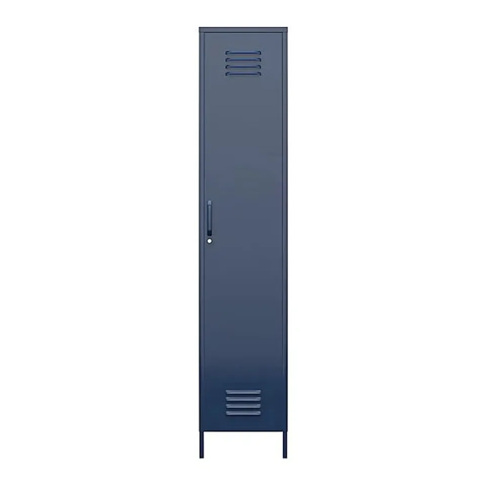 BOXED BRADFORD SINGLE METAL STORAGE CABINET NAVY (1 BOX)