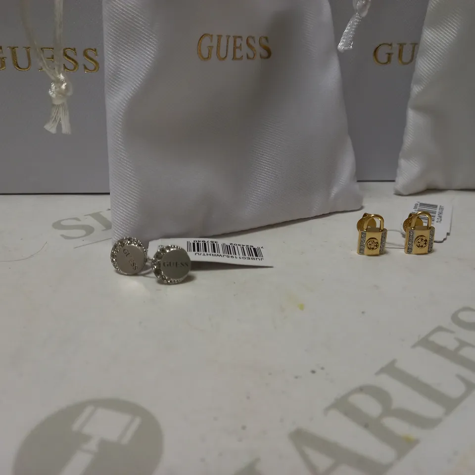 LOT OF 2 PAIRS OF GUESS EARRINGS - MOON PHASES STUDS & KEEP ME CLOSE STUDS RRP £58