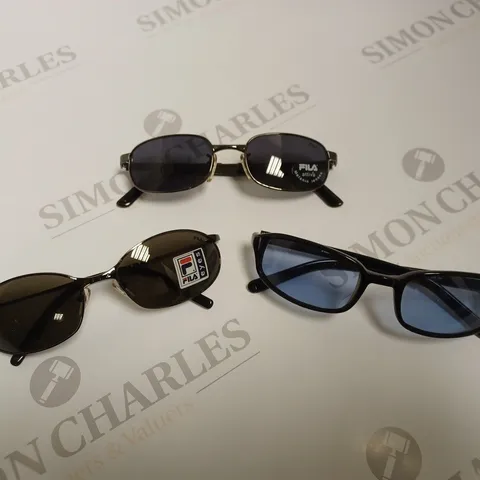 APPROXIMATLEY 9 FILA SUNGLASSES TO INCLUDE MODELS 8180M / 0568, 8081M / 0568, 8604 / 700 ETC