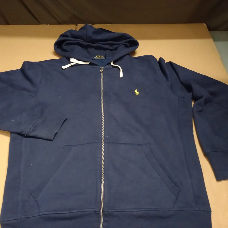 POLO RALPH LAUREN NAVY ZIP THROUGH HOODIE - L