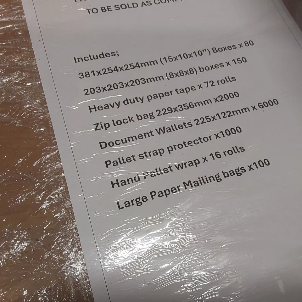 PALLET CONTAINING A LARGE QUANTITY OF ASSORTED ITEMS INCLUDING: TAPE, PALLET WRAP, BOXES, LABELS ECT