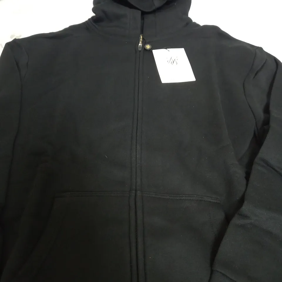 SIKSILK BLACK ZIP UP HOODIED JACKET - UK 14