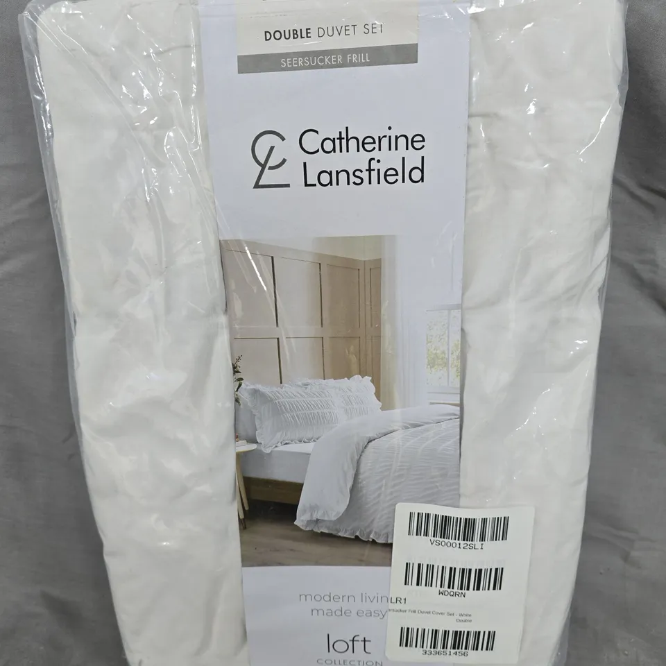 CATHERINE LANSFIELD DOUBLE DUVET SET – SEERSUCKER FRILL (LOFT COLLECTION)