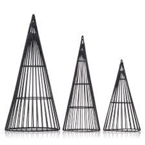 K BY KELLY HOPPEN SET OF 3 MEDIUM WIRE CONE TREES