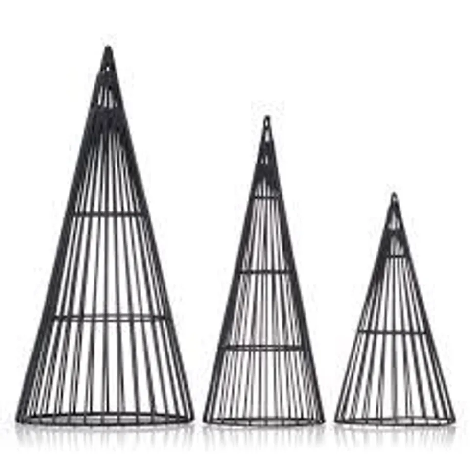 K BY KELLY HOPPEN SET OF 3 MEDIUM WIRE CONE TREES