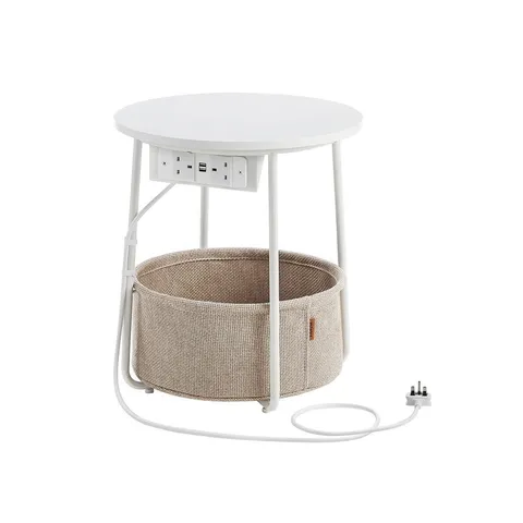 BOXED VASAGLE SIDE TABLE WITH POWER OUTLETS 