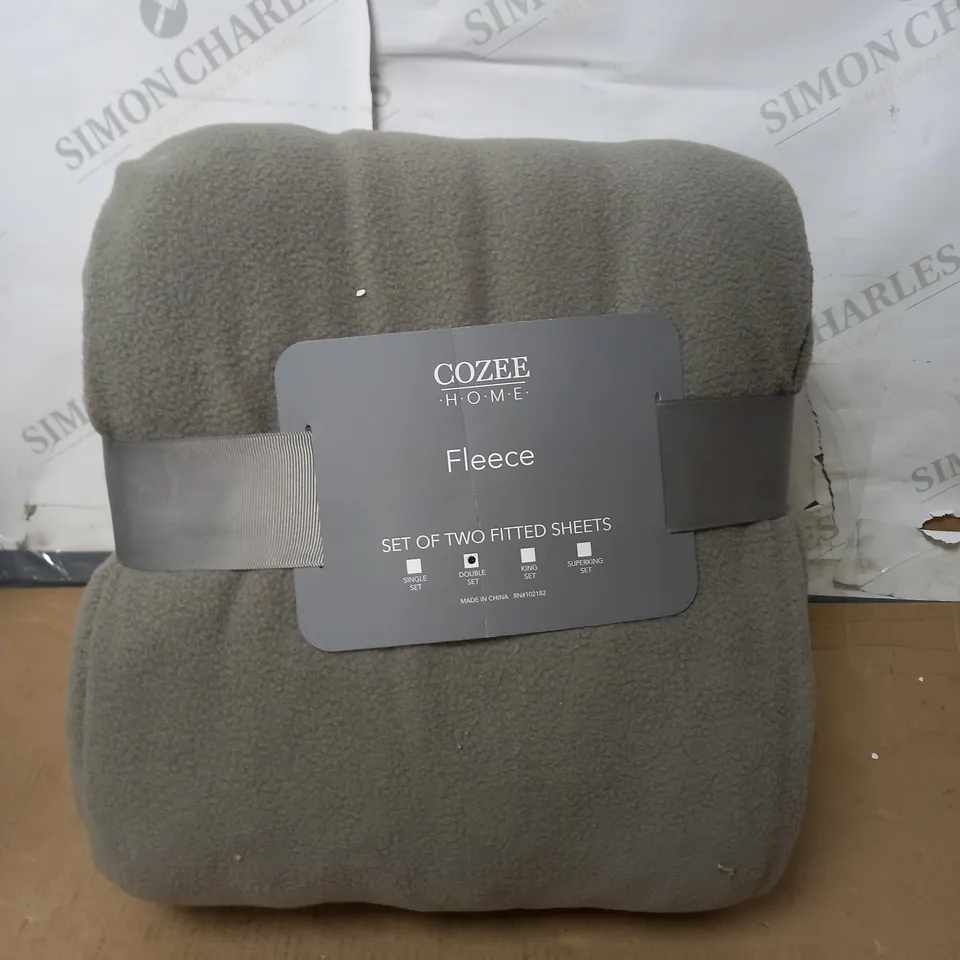 COZEE HOME SET OF 2 FLEECE DEEP FITTED SHEETS SAGE