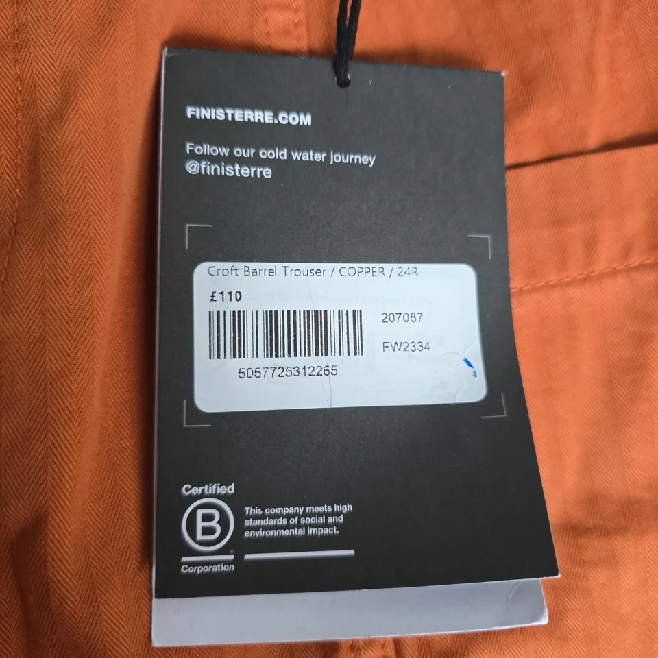 FINISTERRE CROFT BARREL TROUSERS – COPPER, UK 24R