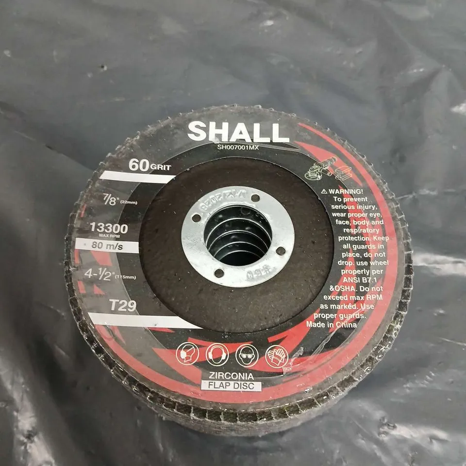 SEALED SHALL ZIRCONIA FLAP DISC 60 GRIT 7/8" 13300 MAX RPM