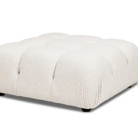 BOXED MARCEL 36" BUBBLE MODULAR MODERN COCKTAIL OTTOMAN, IVORY WHITE BOUCLÉ (1 BOX)