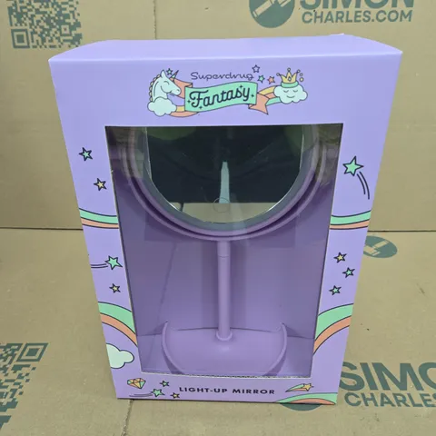 SUPERDRUG PURPLE LIGHT-UP MIRROR WITH STAND BOXED 