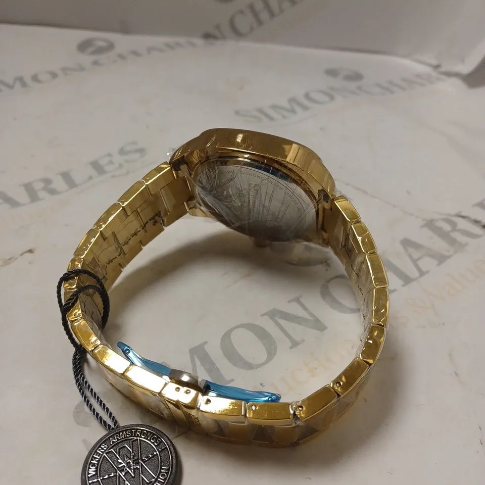 BOXED VICKERS ARMSTRONGS CLASSIQUE QUARTZ MOVEMENT GOLD COLOUR STAINLESS STEEL CHAIN LINK WATCH 