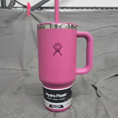 HYDRO FLASK PINK INSULATED BOTTLE WITH STRAW