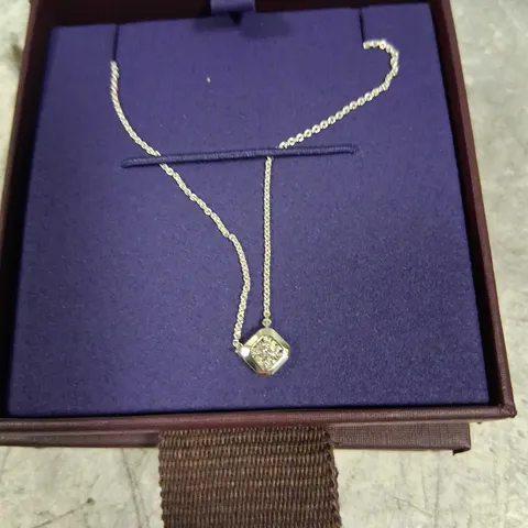 BOXED MONICA VINADER ASSCHER DIAMOND CHAIN NECKLACE STERLING SILVER & LAB GROWN DIAMOND 