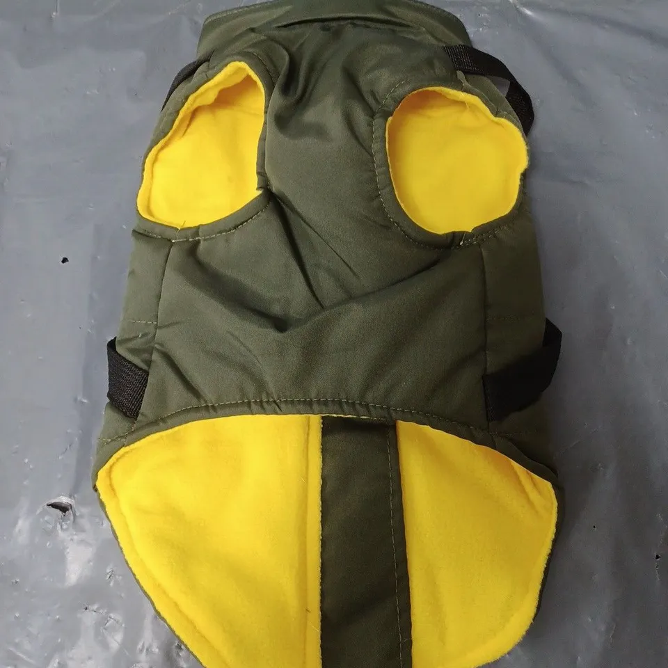 FASHION DOG COAT KHAKI AND YELLOW SIZE MEDIUM