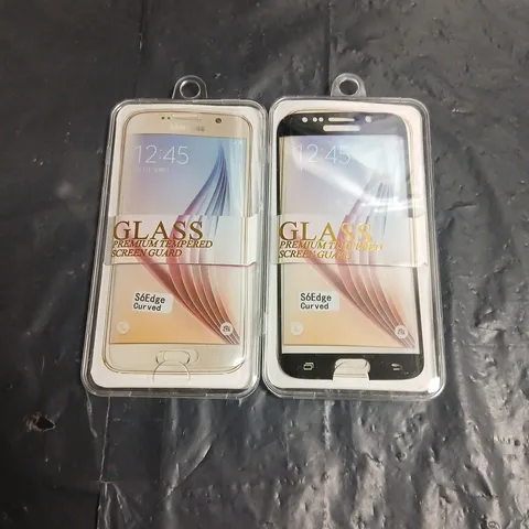 BOX OF APPROX 200 S6 EDGE CURVED GLASS TEMPERED SCREEN GUARD IN CLEAR/BLACK