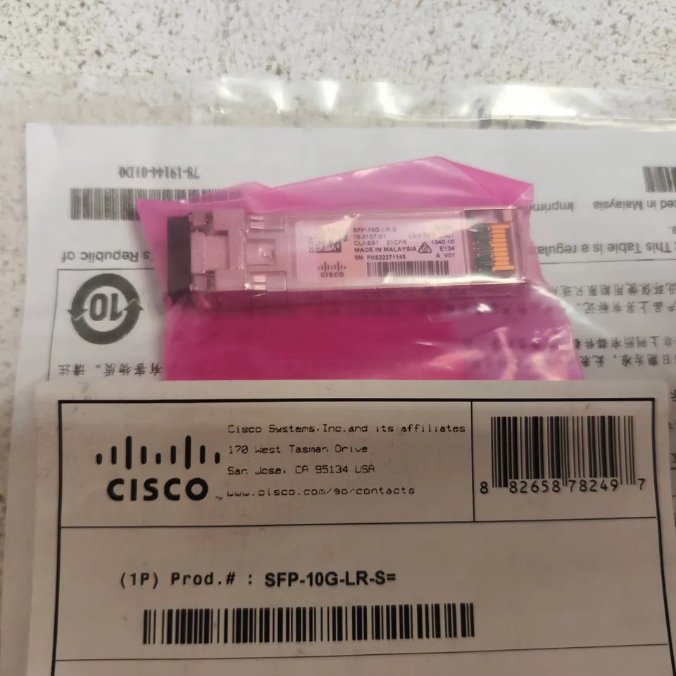 CISCO 10GBASE-LR SFP+ TRANSCEIVER MODULE