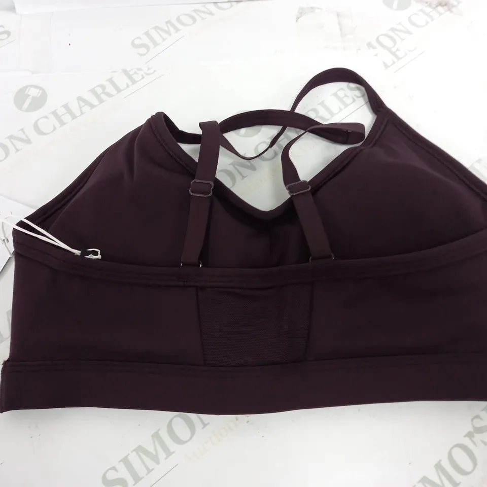 GYMSHARK RUCHED SPORTS BRA IN PLUM BROWN - SMALL