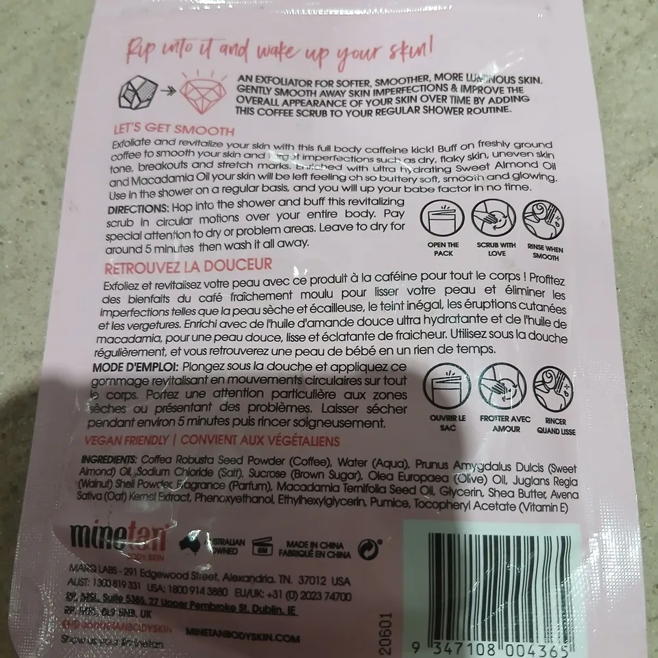 APPROXIMATELY 300 MINETAN COFFEE SCRUB – EXFOLIATING BODY SCRUB 120G