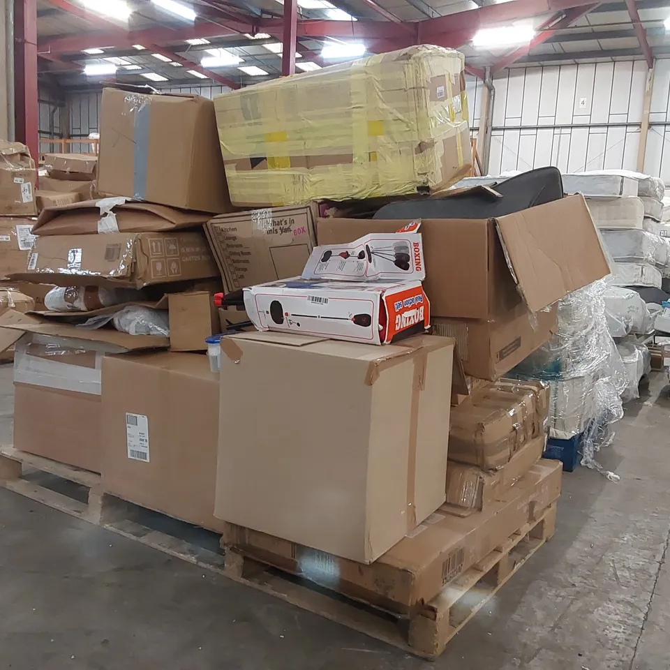 PALLET TO CONTAIN A LARGE ASSORTMENT OF CONSUMER PRODUCTS/FURNITURE PARTS 