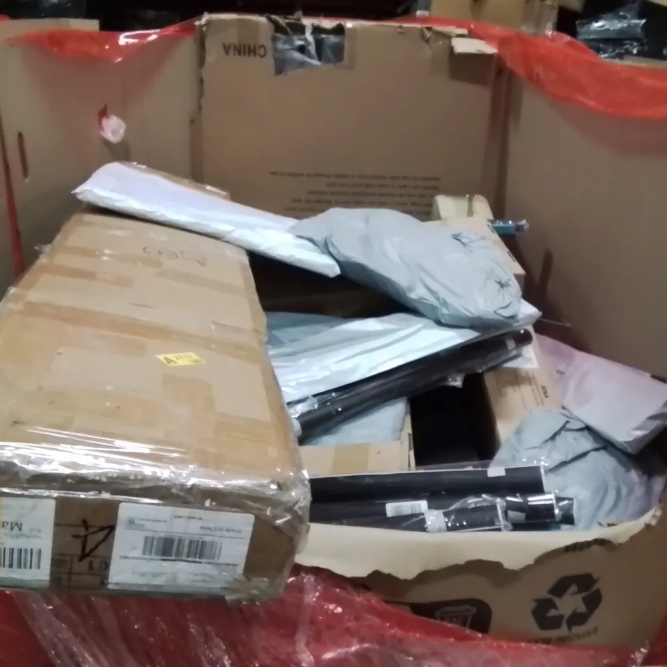 PALLET OF ASSORTED HOUSEHOLD GOODS AND PRODUCTS TO INCLUDE;TOILET SEAT,WOODEN HANGERS,HELPER TOWER 