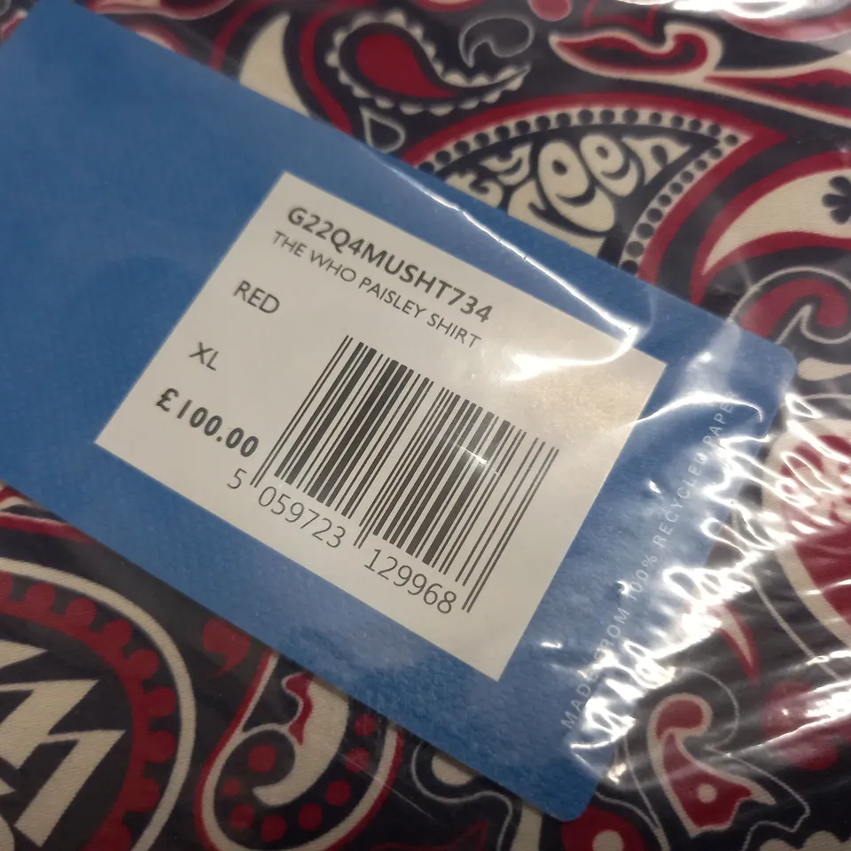 BAGGED PRETTY GREEN THE WHO PAISLEY SHIRT IN RED - XL