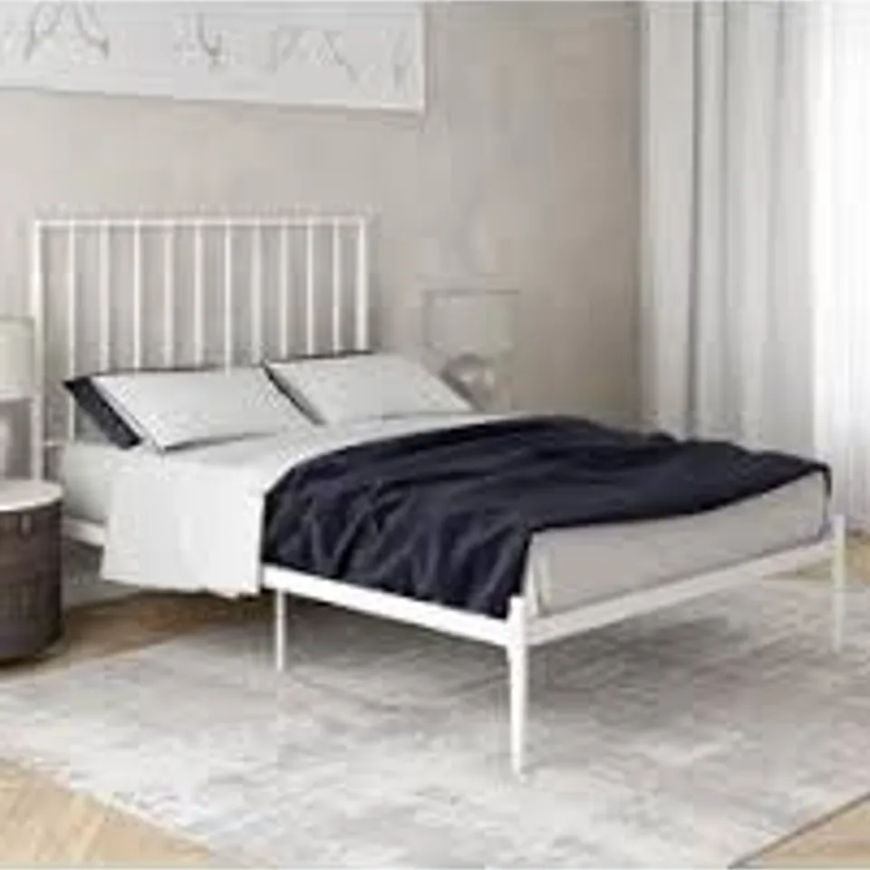 BOXED GIULIA MODERN METAL BED WHITE - DOUBLE