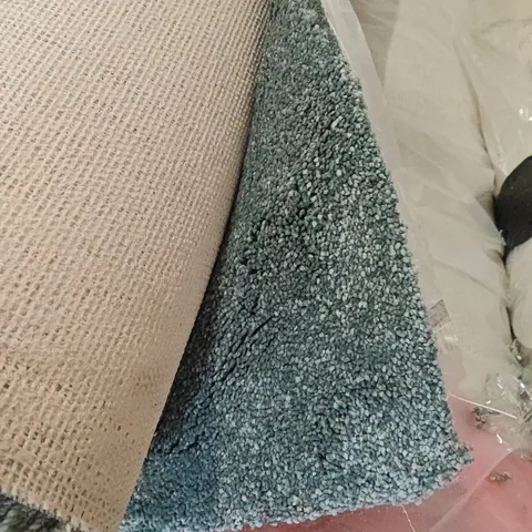 QUALITY BAGGED AND ROLLED ULTIMATE EXPRESSIONS CARPET IN SEA GREEN - APPROXIMATELY LENGTH 3.9M WIDTH 4M