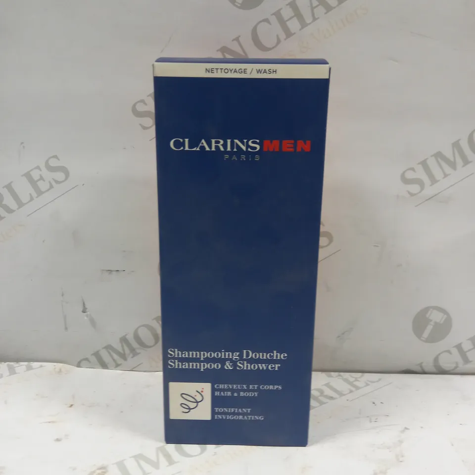 BOXED AND SEALED CLARINS MENS PARIS SHAMPOO & SHOWER, HAIR & BODY WASH