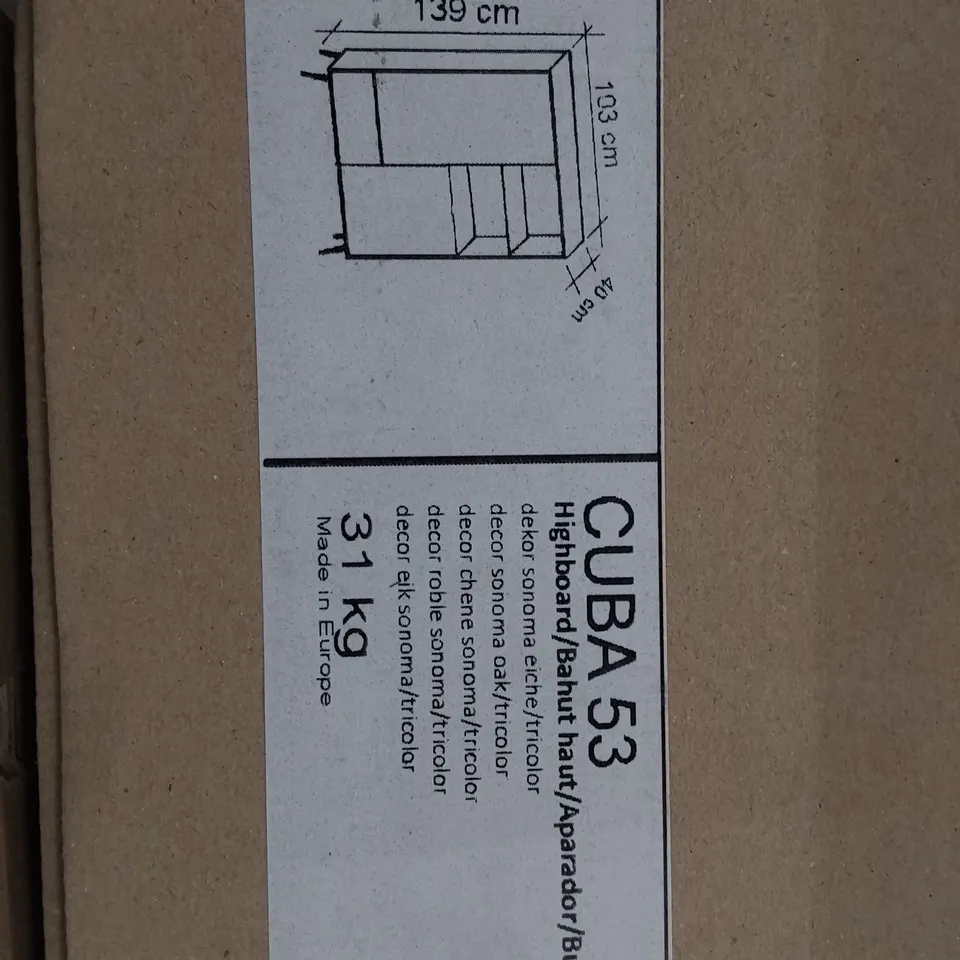 BOX 1 OF 2 CUBA 53 HIGH SIDEBOARD TRI COLOUR