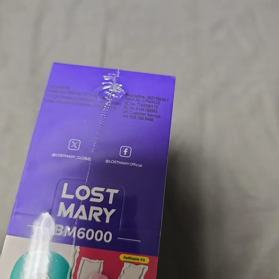 SEALED LOST MARY BM6000 REFILLABLE KIT – STRAWBERRY ICE, 20 MG/ML - 5-PACK